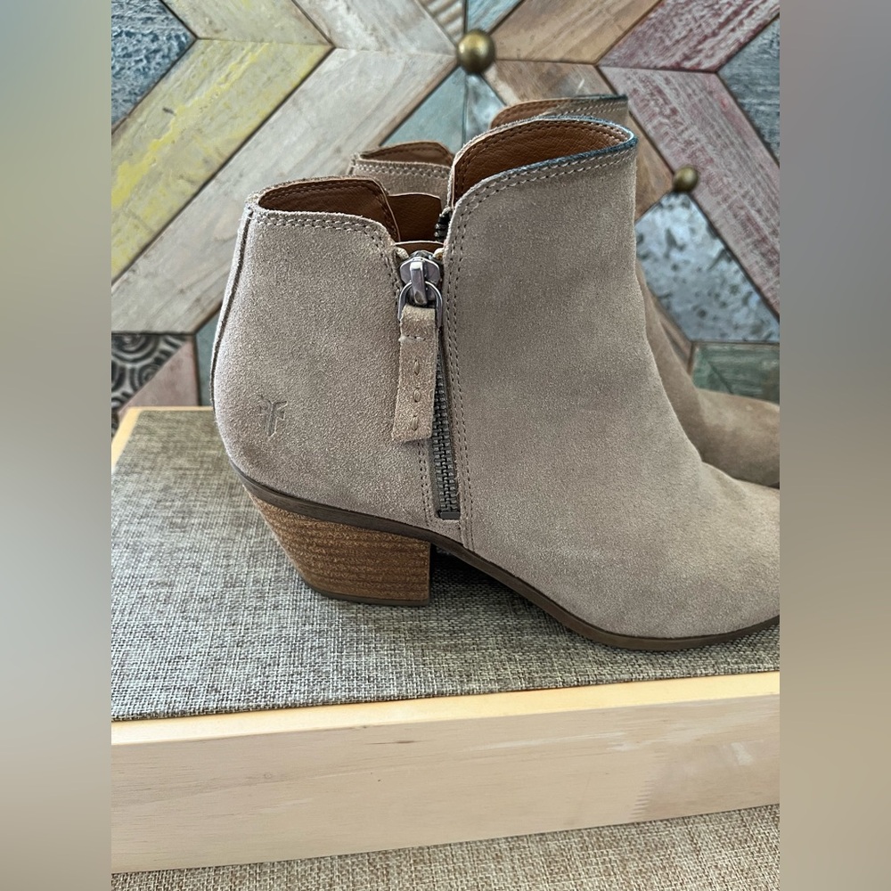 Frye Taupe Suede Ankle Boots - Picture 2 of 8